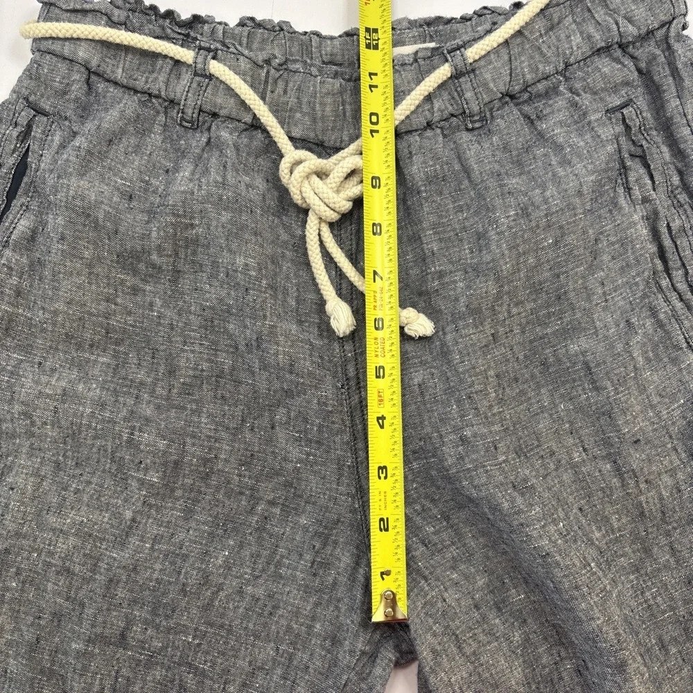 C&C California Cargo Pants Womens M Blue 100% Linen Pull Nautical Rope Tie Beach